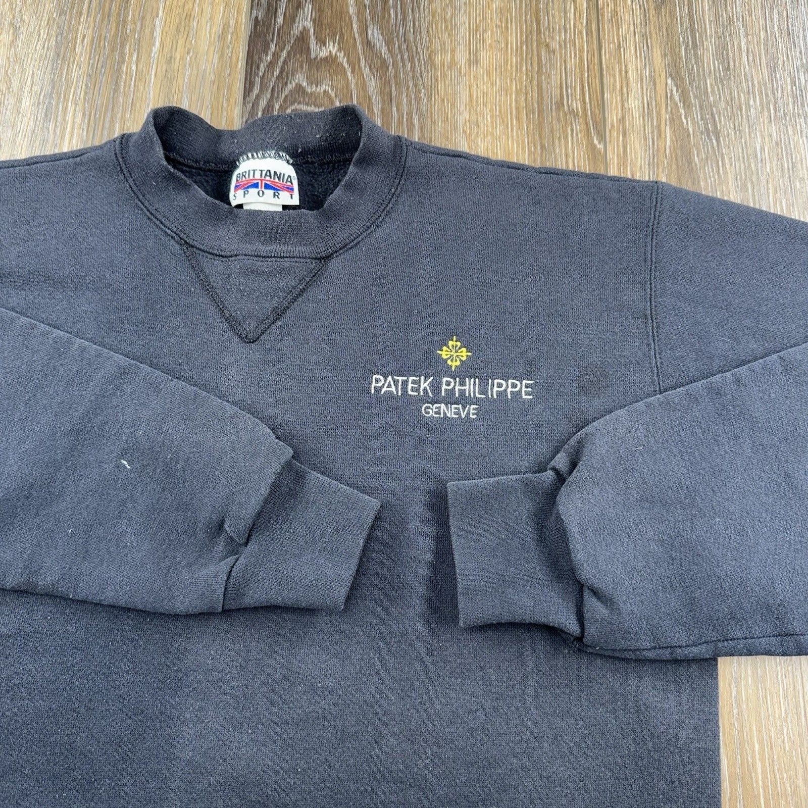 Vintage Patek Philippe Sweatshirt Mens M Black Watch Old Money Luxury 90s Usa